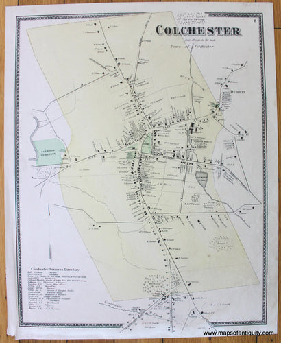 Antique-Hand-Colored-Map-Colchester-1868-Beers-Ellis-&-Soule-Connecticut-1800s-19th-century-Maps-of-Antiquity