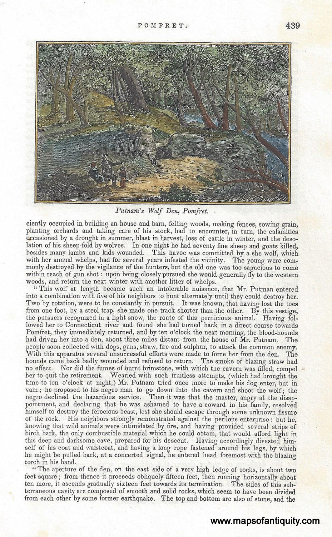 Antique-Print-View-Putnams-Wolf-Den-Pomfret-Conn-CT-Connescticut-1840-Barber
