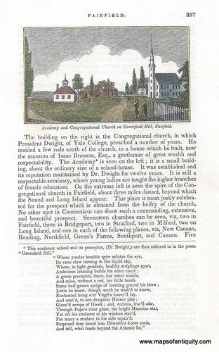 CON416-Antique-Print-View-Academy-Congregational-church-Greenfield-Hill-Fairfield-Conn-CT-Connecticut-1840-Barber