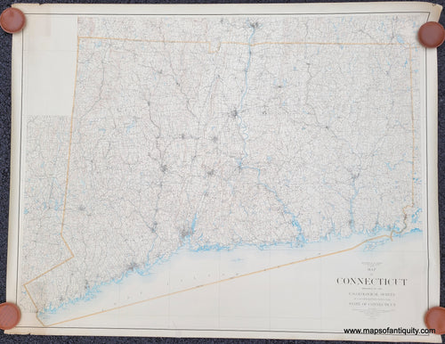 Genuine-Antique-Map-Map-of-Connecticut-Prepared-by-the-U-S-Geological-Survey-in-Co-operation-with-the-State-of-Connecticut-1927-U-S-Geological-Survey---State-of-Connecticut-Maps-Of-Antiquity