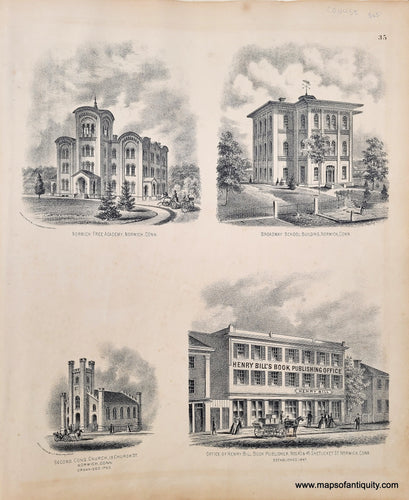 Genuine-Antique-Page-of-Illustrations-Double-sided-Page-with-Illustrations-from-Norwich-New-London-and-Mystic-CT-1868-Beers-Ellis-Soule-Maps-Of-Antiquity