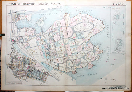 Genuine-Antique-Map-Part-of-Town-of-Greenwich-Fairfield-County-Connecticut-Plate-2-1938-Franklin-Survey-Company-Maps-Of-Antiquity