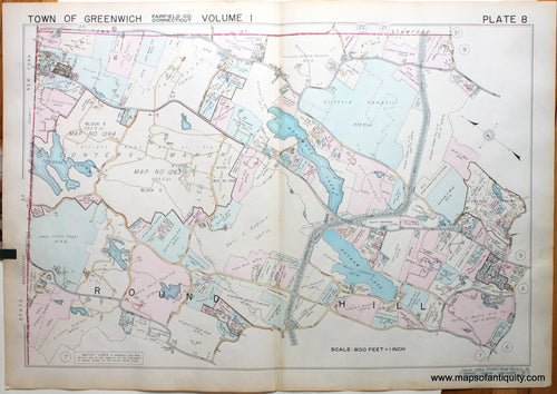 Genuine-Antique-Map-Part-of-Town-of-Greenwich-Fairfield-County-Connecticut-Plate-8-1938-Franklin-Survey-Company-Maps-Of-Antiquity