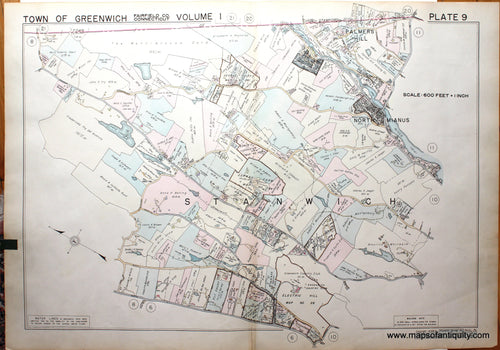 Genuine-Antique-Map-Part-of-Town-of-Greenwich-Fairfield-County-Connecticut-Plate-9-1938-Franklin-Survey-Company-Maps-Of-Antiquity