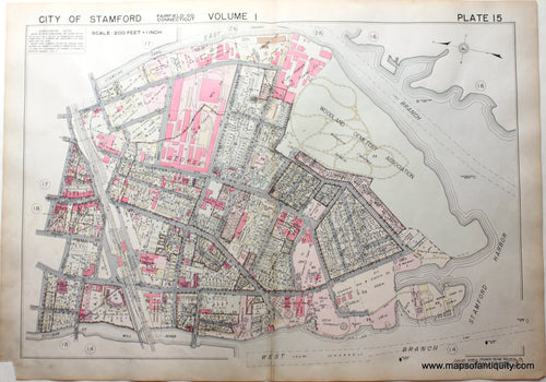 Genuine-Antique-Map-Part-of-City-of-Stamford-Fairfield-County-Connecticut-Plate-15-1938-Franklin-Survey-Company-Maps-Of-Antiquity