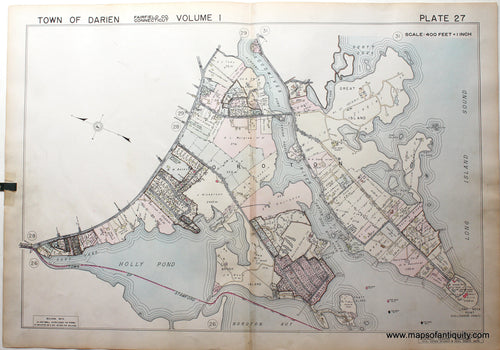 Genuine-Antique-Map-Part-of-Town-of-Darien-Fairfield-County-Connecticut-Plate-27-1938-Franklin-Survey-Company-Maps-Of-Antiquity