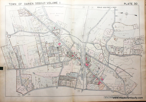 Genuine-Antique-Map-Part-of-Town-of-Darien-Fairfield-County-Connecticut-Plate-30-1938-Franklin-Survey-Company-Maps-Of-Antiquity