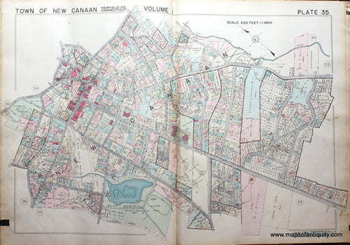 Genuine-Antique-Map-Part-of-Town-of-New-Canaan-Fairfield-County-Connecticut-Plate-35-1938-Franklin-Survey-Company-Maps-Of-Antiquity