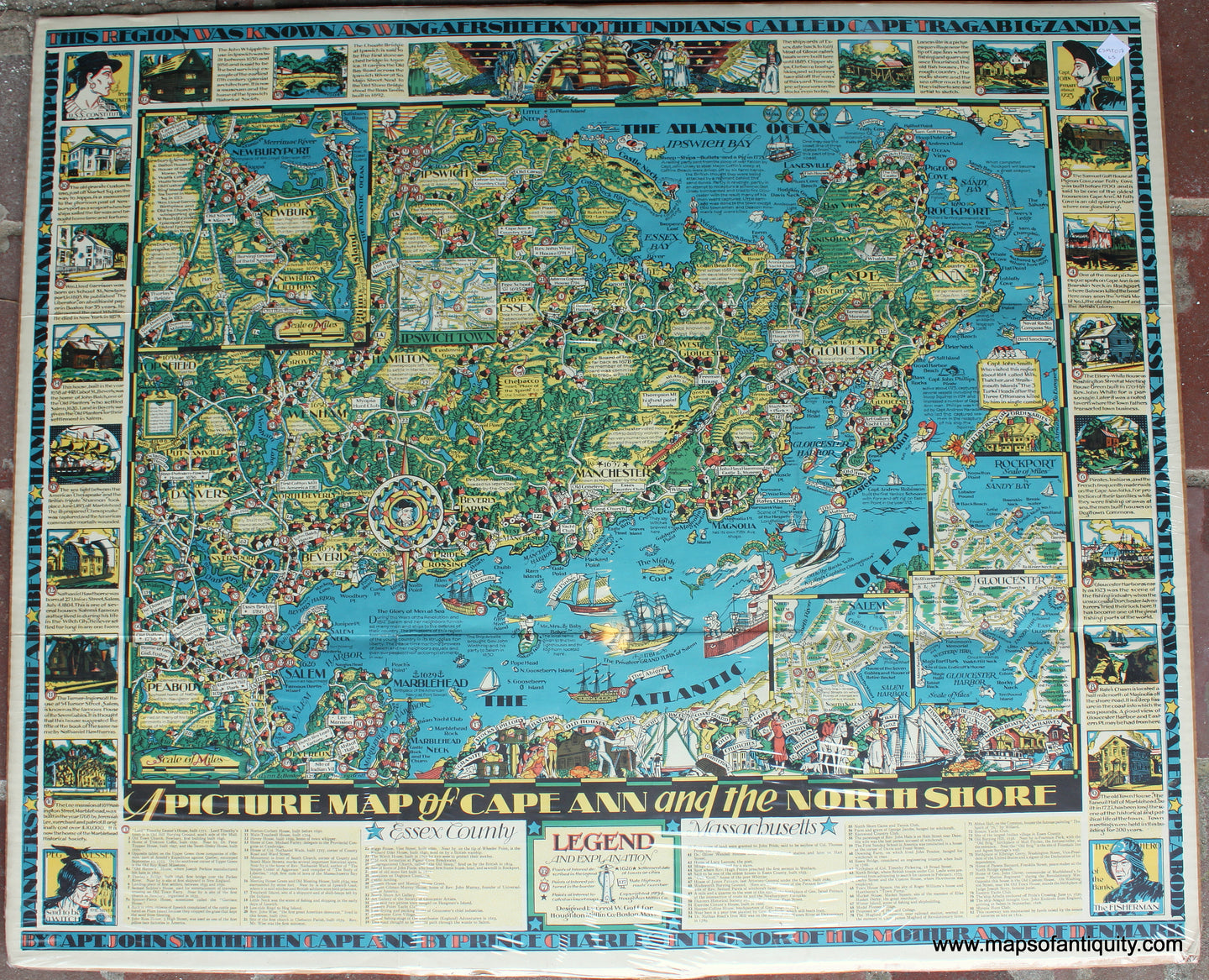 Antique-Map-Pictorial-A-Picture-Map-of-Cape-Ann-and-the-North-Shore-1934-Erroll-GoffMaps-of-Antiquity