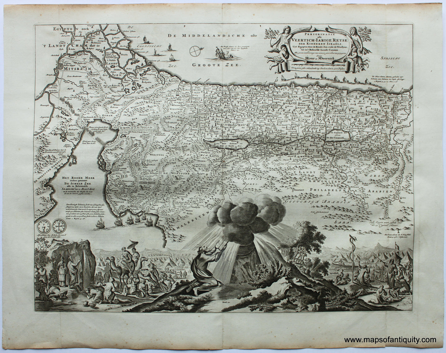 Antique-Uncolored-Map-Middle-East-&-Holy-Land---Perigrinatie-ofte-Veertich-jarige-Reyse-der-Kinderen-Israels.-**********-Middle-East-&-Holy-Land--c.-1700-Stoopendaal-Maps-Of-Antiquity