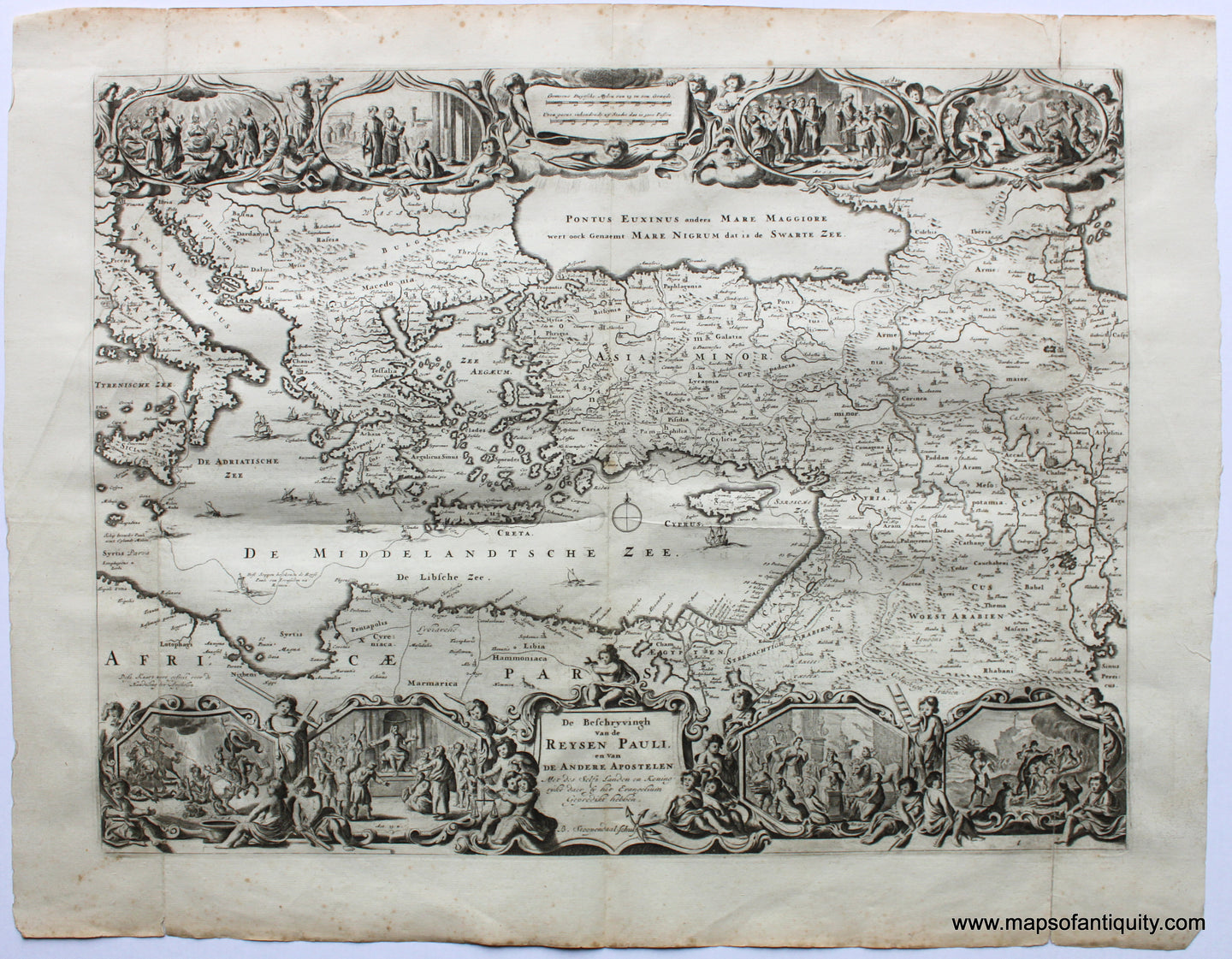 Antique-Uncolored-Map-Greece-and-Turkey---De-Beschryvingh-van-de-Reysen-Pauli-en-Van-Andere-Apostelen-**********-Turkey-&-The-Mediterranean--c.-1700-Stoopendaal-Maps-Of-Antiquity