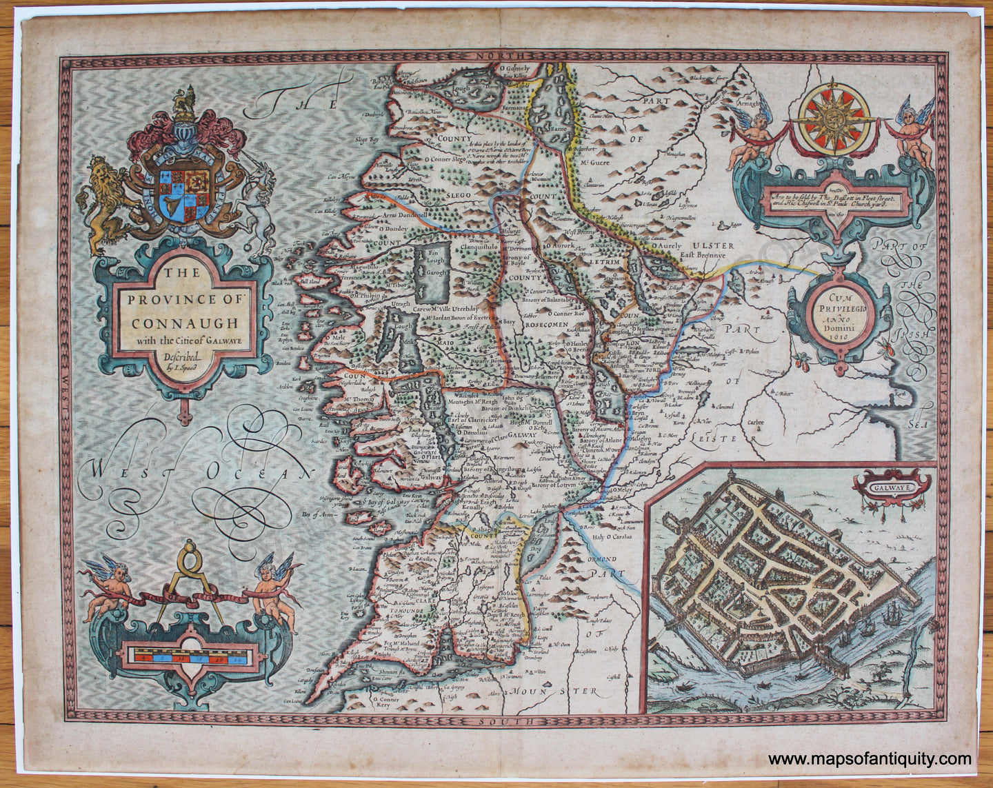 Antique-Map-Connaugh-Connaught-Ireland-Galwaye-Galway-John-Speed-1610-1600s