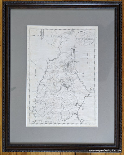 Antique-Black-and-White-Map-A-New-Map-of-New-Hampshire-United-States-Northeast-1812-Belknap-Maps-Of-Antiquity-1800s-19th-century