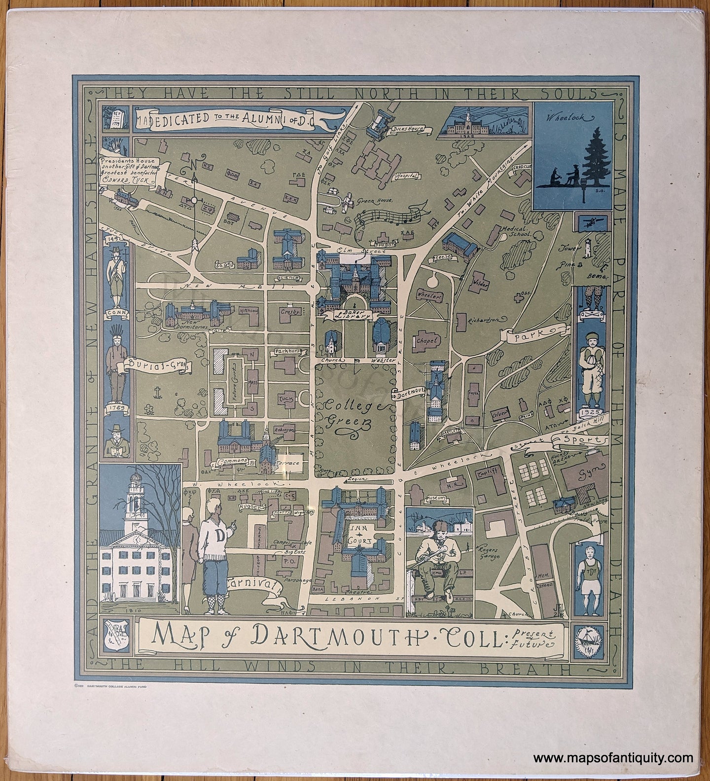 Antique-Map-Pictorial-Map-of-Dartmouth-College-Present-&-Future-1928-Dartmouth-College-Alumni-Fund-Maps-of-Antiquity-1900s-20th-century