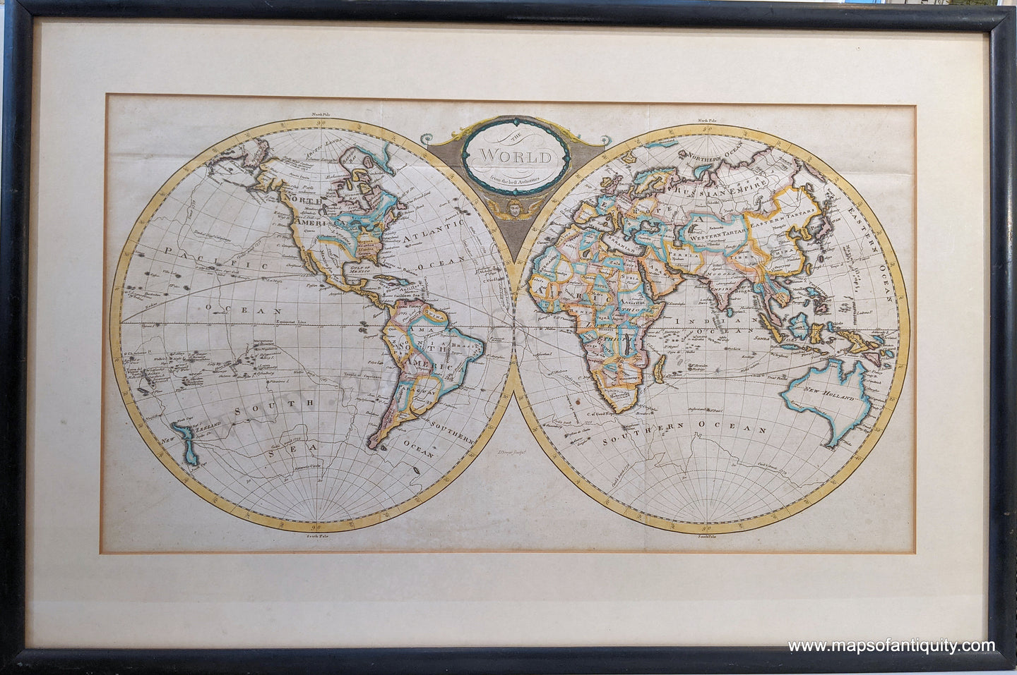 Genuine Antique Hand Colored Map-The World from the Best Authorities-1789-Beugo / Gordon-Maps-Of-Antiquity-1800s-19th-century