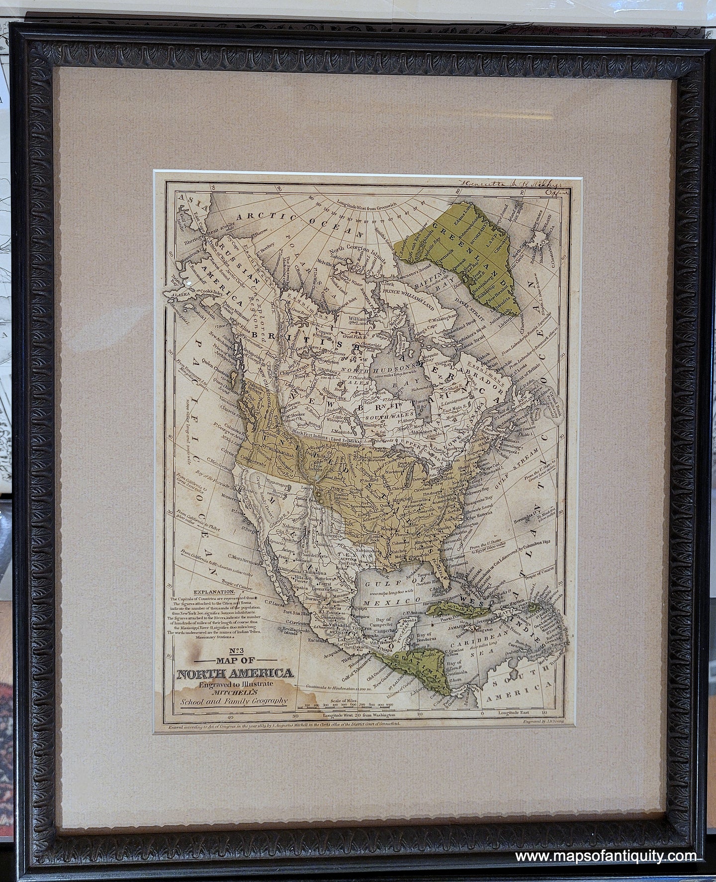 Antique-Hand-Colored-Map-No.-3-Map-of-North-America-North-America-North-America-General-1839-Mitchell-Maps-Of-Antiquity