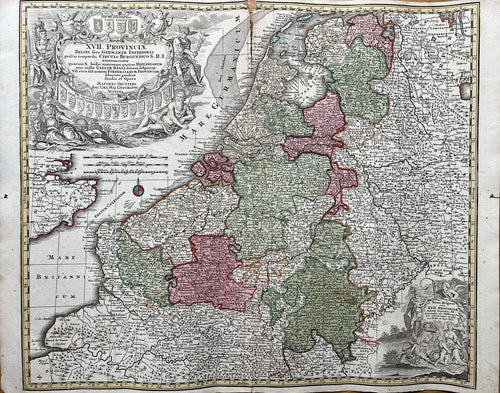 Genuine-Antique-Hand-colored-Map-Netherlands-Belgium-Seutter-Maps-Of-Antiquity
