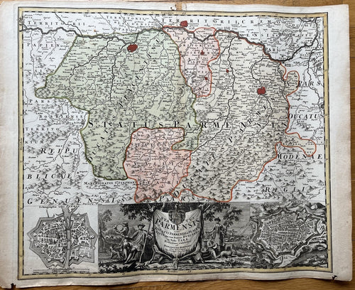 Genuine-Antique-Hand-colored-Map-Italy-Status-Parmensis--Homann-heirs-Maps-Of-Antiquity