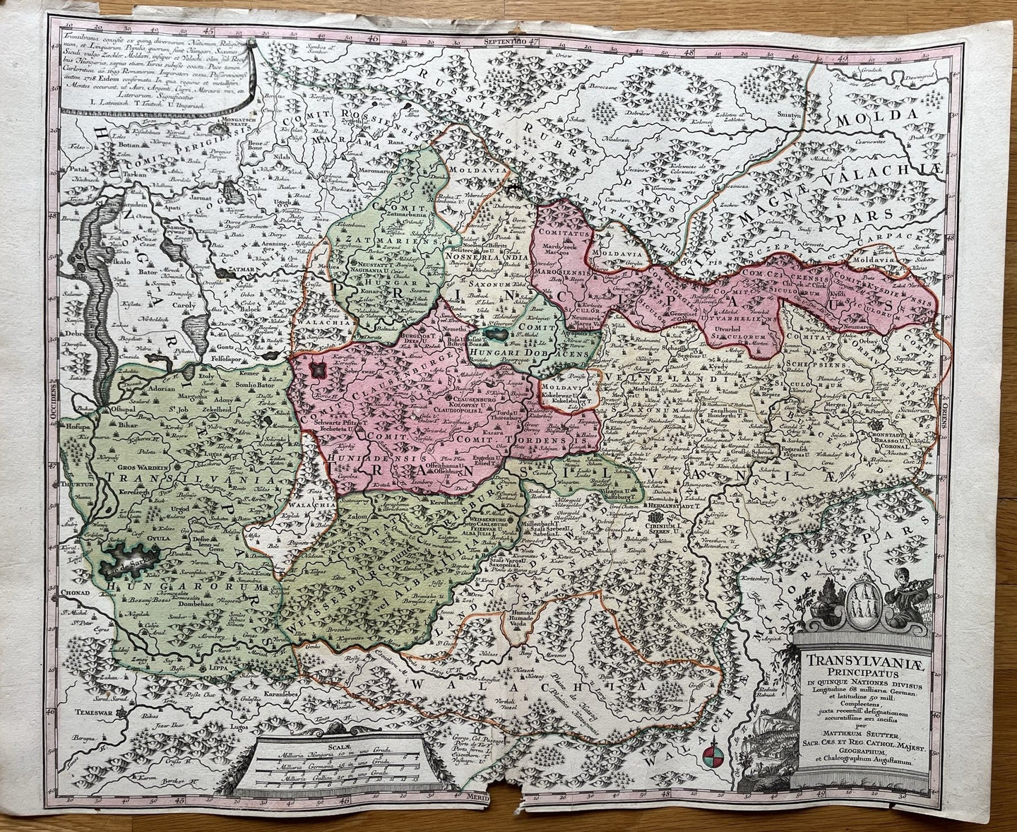 Genuine-Antique-Hand-colored-Map-Transylvaniae-Principatus-in-Quinque-Nationes-Divisus--Seutter-Maps-Of-Antiquity
