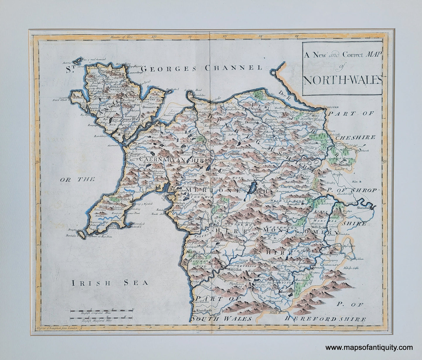 Genuine-Antique-Map-A-New-and-Correct-Map-of-North-Wales-1695-1722-Morden-Maps-Of-Antiquity