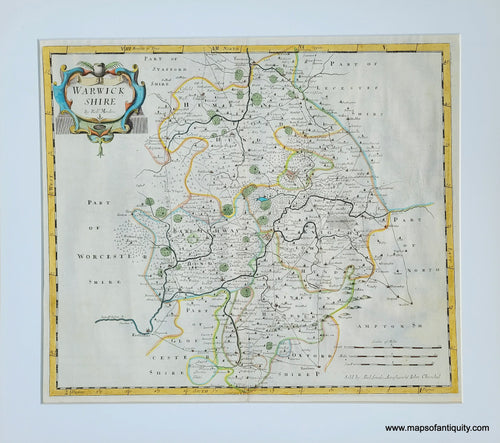 Genuine-Antique-Map-Warwickshire---England-1695-1722-Morden-Maps-Of-Antiquity