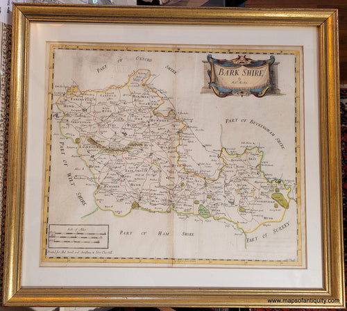 Genuine-Antique-Map-Barkshire-framed---England-1695-1722-Morden-Maps-Of-Antiquity