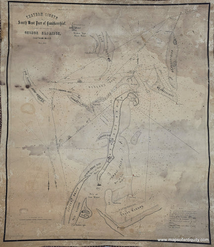 Antique-Coastal-Chart--Chatham-Lights-to-Southwest-Part-of-Handkerchief.****-Chatham-MA-Massachusetts-Monomoy-Shoals-Nautical-1851-Eldridge-Maps-Of-Antiquity