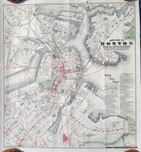 Load image into Gallery viewer, Genuine-Antique-Map-New-Map-of-Boston-Giving-all-Points-of-Interest;-with-every-Railway-Steamboat-Terminus-Prominent-Hotels-Theatres---Public-Buildings-1909-Walker-Maps-Of-Antiquity
