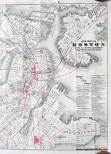 Load image into Gallery viewer, 1909 - New Map of Boston Giving all Points of Interest; with every Railway &amp; Steamboat Terminus, Prominent Hotels, Theatres, &amp; Public Buildings - Antique Map
