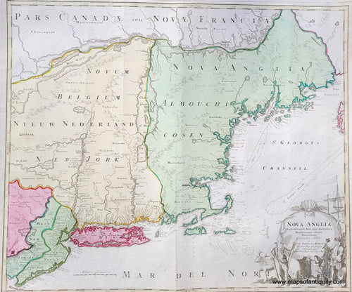 Genuine-Antique-Map-Nova-Anglia-New-England-New-York-New-Jersey-East-West-Jersey-Northeast-North-America-1720-Homann-Maps-Of-Antiquity