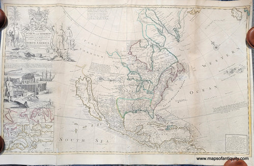Genuine-Antique-Map-North-America---To-The-Right-Honorable-John-Lord-Sommers----This-Map-of-North-America-According-To-Ye-Newest-and-Most-Exact-Observations-1715-Moll-Maps-Of-Antiquity