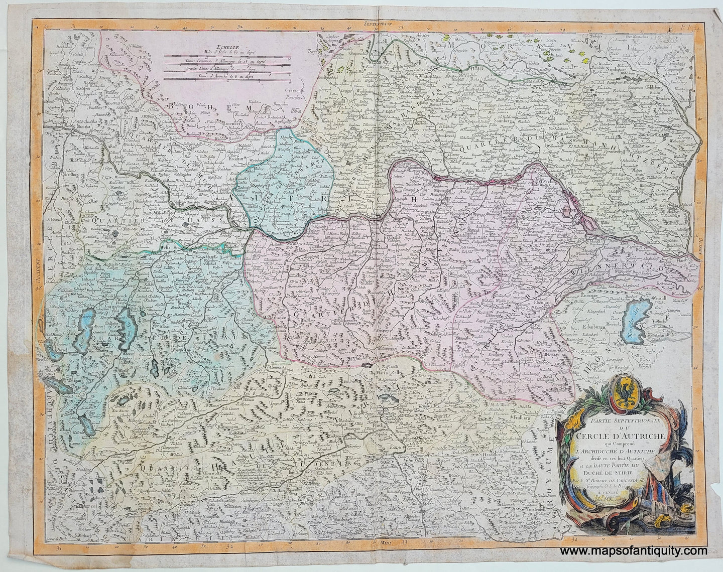 Genuine-Antique-Map-Austria-near-Vienna---Partie-Septentrionale-Du-Cercle-D-Autriche-1777-Vaugondy--Santini-Maps-Of-Antiquity