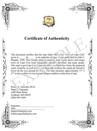Certificate of Authenticity for ANTIQUE ITEMS ONLY