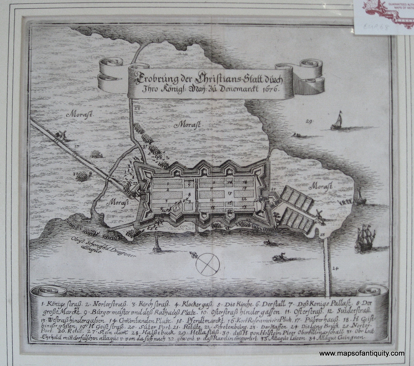 Etching-Denmark-**********-Europe-Denmark-circa-1680-Merian-Maps-Of-Antiquity