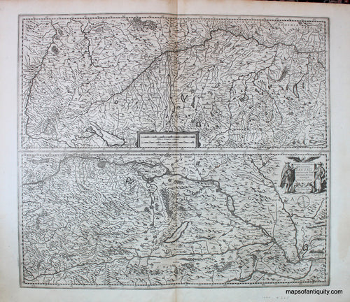 Antique-Black-and-White-Map-Danube-River-**********-Europe-Austria-1640-Hondius-Maps-Of-Antiquity