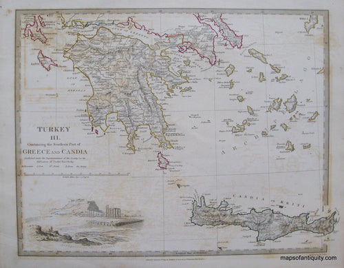 Antique-Hand-Colored-Map-Turkey-III-Containing-the-Southern-part-of-Greece-and-Candia-Europe-Turkey-1829-SDUK/-Society-for-the-Diffusion-of-Useful-Knowledge-Maps-Of-Antiquity