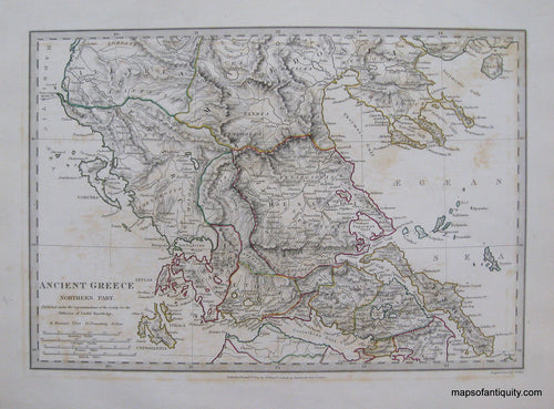 Antique-Hand-Colored-Map-Ancient-Greece-Northern-Part-Europe-Greece-1829-SDUK/-Society-for-the-Diffusion-of-Useful-Knowledge-Maps-Of-Antiquity