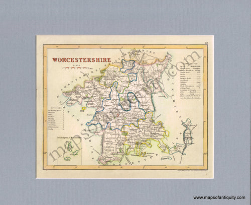 Antique-Hand-Colored-Map-Worcestershire-Europe-United-Kingdom-circa-1830-Archer-Maps-Of-Antiquity