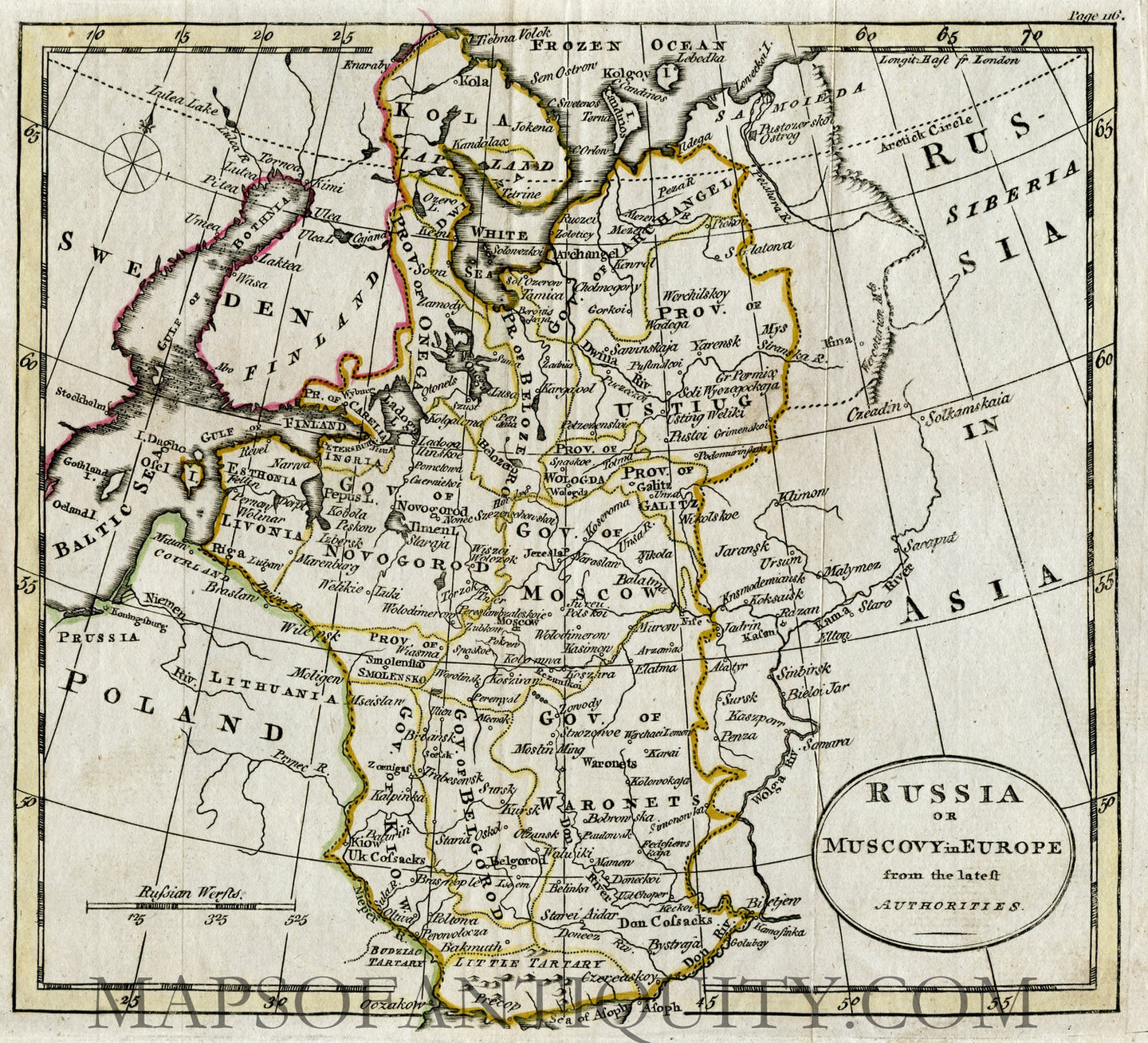 Hand-colored-antique-map-Russia-or-Muscovy-in-Europe-from-the-latest-Authorities-Europe-Russia-1792-Kitchin/Guthrie-Maps-Of-Antiquity