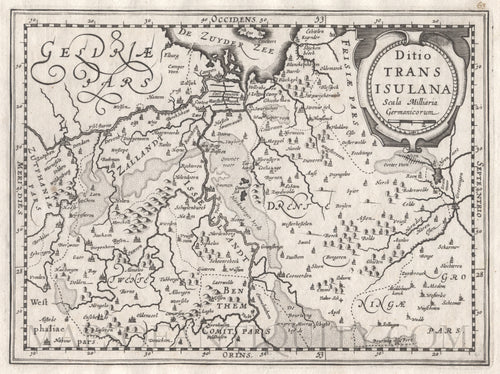 Black-and-white-antique-map-Ditio-Trans-Isulana-**********-Europe-Netherlands-1632-Mercator-Maps-Of-Antiquity