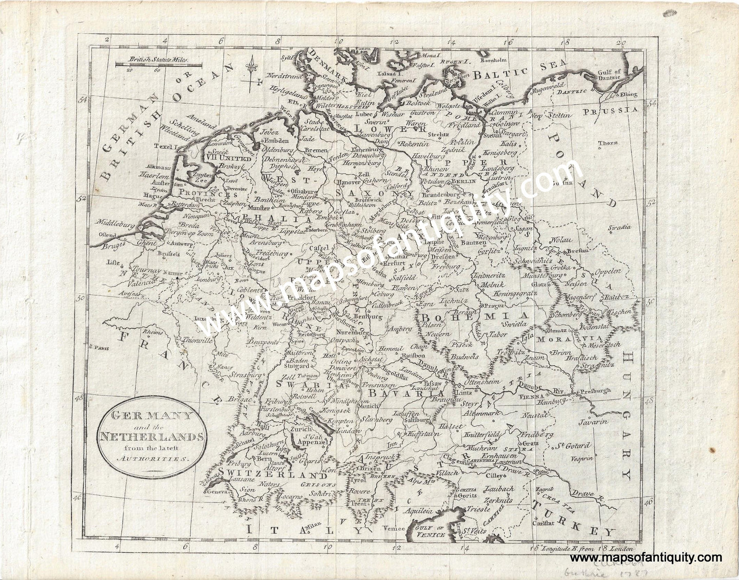 Black-and-white-antique-map-Germany-and-the-Netherlands-from-the-Latest-Authorities-Europe-Germany-c.-1787-Guthrie-Maps-Of-Antiquity