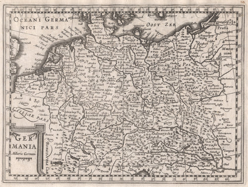 Black-and-white-antique-map-Germania-**********-Europe-Germany-c.-1632-Mercator-Maps-Of-Antiquity