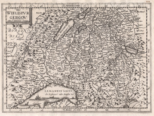 Black-and-white-antique-map-Das-Wiflispur-Gergov-Europe-Switzerland-c.-1630-Mercator-Maps-Of-Antiquity