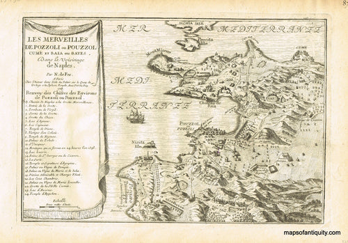 Antique-black-and-white-map-Les-Merveilles-de-Pozzoli-Italy-Europe-Italy-1705-De-Fer-Maps-Of-Antiquity