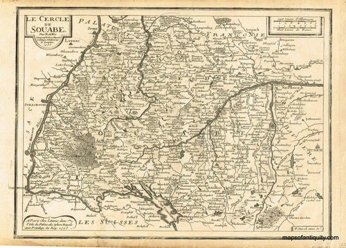 Antique-black-and-white-map-Le-Cercle-de-Souabe-Swabia-Germany-Europe-Germany-1705-De-Fer-Maps-Of-Antiquity