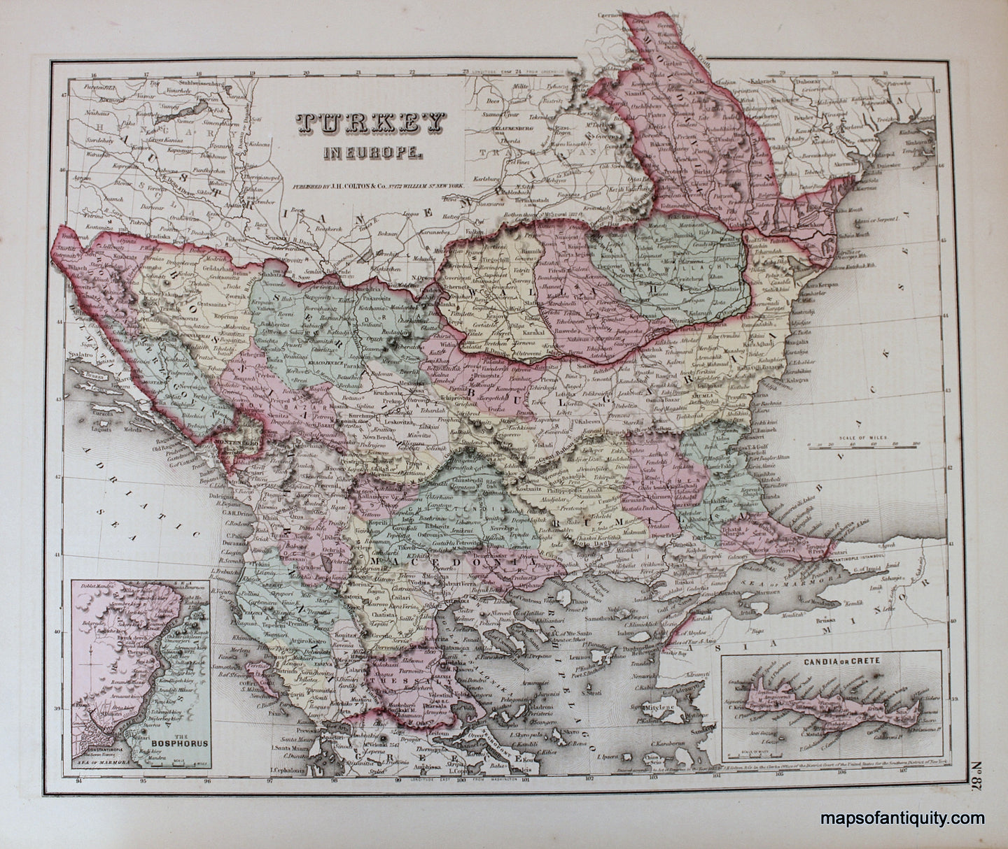 Antique-Hand-Colored-Map-Colton's-Turkey-in-Europe.-Europe-Turkey-in-Europe-1855-Colton-Maps-Of-Antiquity