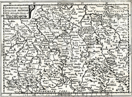 Black-and-white-antique-map-Saxoniae-superioris-Lusatiae-Misniaeque-Germany-Europe-Germany-1632-Mercator-Maps-Of-Antiquity