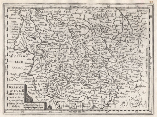 Black-and-white-antique-map-Braunswyck-&-Meydburg-cum-ceteris-adjacentibus-Bradenburg-Germany-Europe-Germany-1632-Mercator-Maps-Of-Antiquity