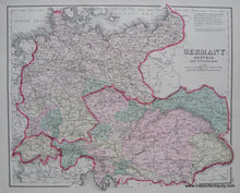 Load image into Gallery viewer, 1881 - Gray&#39;s New Map of Spain and Portugal, verso: Germany, Austria, and Switzerland - Antique Map
