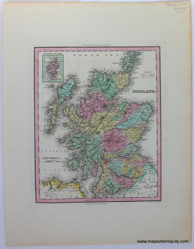 Antique-Map-Scotland.-Tanner-1840-1840s-1800s-19th-century-maps-of-antiquity